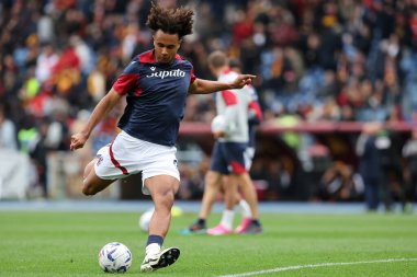 Roma, İtalya 22.04.2024: İtalyan Serie A TIM 2023-2024 futbol karşılaşması öncesinde Bologna 'dan Joshua Zirkzee Roma' daki Olimpiyat Stadyumu 'nda AS ROMA - BOLOGNA FC 1909.