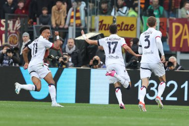 Roma, İtalya 22.04.2024: Bologna 'dan Oussama El Azzouzi 0-1 golünü attı ve İtalya Serie A TIM 2023-2024 futbol karşılaşmasında AS ROMA - BOLOGNA FC 1909 Roma Olimpiyat Stadyumu' nda.