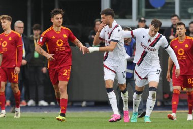 Roma, İtalya 22.04.2024: Bologna 'dan Oussama El Azzouzi 0-1 golünü attı ve İtalya Serie A TIM 2023-2024 futbol karşılaşmasında AS ROMA - BOLOGNA FC 1909 Roma Olimpiyat Stadyumu' nda.