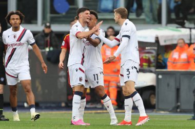 Roma, İtalya 22.04.2024: Bologna 'dan Oussama El Azzouzi 0-1 golünü attı ve İtalya Serie A TIM 2023-2024 futbol karşılaşmasında AS ROMA - BOLOGNA FC 1909 Roma Olimpiyat Stadyumu' nda.