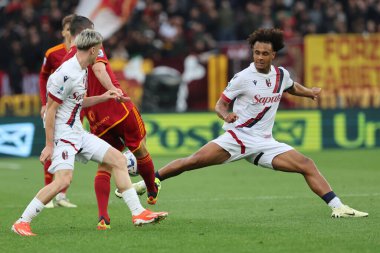 Roma, İtalya 22.04.2024: İtalyan Serisi A TIM 2023-2024 futbol karşılaşmasında Bologna 'dan Joshua Zirkzee AS ROMA' ya karşı BOLOGNA FC 1909 Roma Olimpiyat Stadyumu 'nda.
