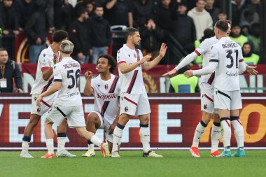 Roma, İtalya 22.04.2024: Bologna 'dan Joshua Zirkzee 0-2' lik golü attı ve İtalya Serisi A TIM 2023-2024 futbol müsabakası sırasında Roma 'daki Olimpiyat Stadyumu' nda AS ROMA BOLOGNA FC 1909 'a karşı.