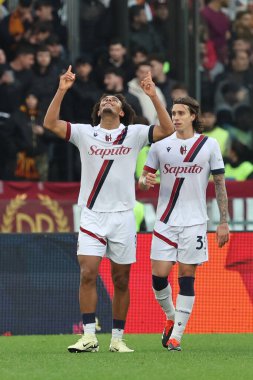 Roma, İtalya 22.04.2024: Bologna 'dan Joshua Zirkzee 0-2' lik golü attı ve İtalya Serisi A TIM 2023-2024 futbol müsabakası sırasında Roma 'daki Olimpiyat Stadyumu' nda AS ROMA BOLOGNA FC 1909 'a karşı.