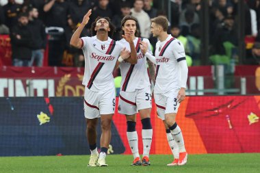 Roma, İtalya 22.04.2024: Bologna 'dan Joshua Zirkzee 0-2' lik golü attı ve İtalya Serisi A TIM 2023-2024 futbol müsabakası sırasında Roma 'daki Olimpiyat Stadyumu' nda AS ROMA BOLOGNA FC 1909 'a karşı.