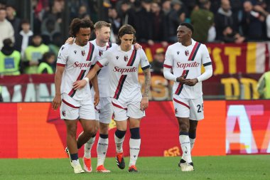 Roma, İtalya 22.04.2024: Bologna 'dan Joshua Zirkzee 0-2' lik golü attı ve İtalya Serisi A TIM 2023-2024 futbol müsabakası sırasında Roma 'daki Olimpiyat Stadyumu' nda AS ROMA BOLOGNA FC 1909 'a karşı.