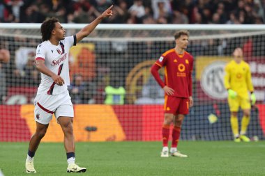 Roma, İtalya 22.04.2024: Bologna 'dan Joshua Zirkzee 0-2' lik golü attı ve İtalya Serisi A TIM 2023-2024 futbol müsabakası sırasında Roma 'daki Olimpiyat Stadyumu' nda AS ROMA BOLOGNA FC 1909 'a karşı.