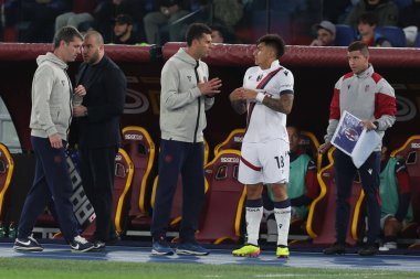 Roma, İtalya 22.04.2024: Bologna 'dan Thiago Motta, İtalya Serisi A TIM 2023-2024 futbol karşılaşmasında AS ROMA, BOLOGNA FC 1909' a karşı Roma Olimpiyat Stadyumu 'nda.