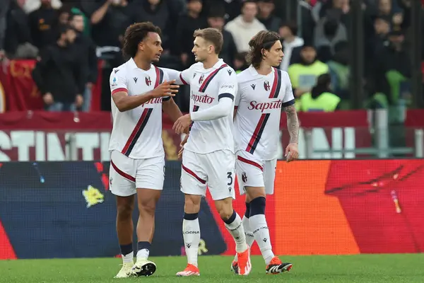 Roma, İtalya 22.04.2024: Bologna 'dan Joshua Zirkzee 0-2' lik golü attı ve İtalya Serisi A TIM 2023-2024 futbol müsabakası sırasında Roma 'daki Olimpiyat Stadyumu' nda AS ROMA BOLOGNA FC 1909 'a karşı.