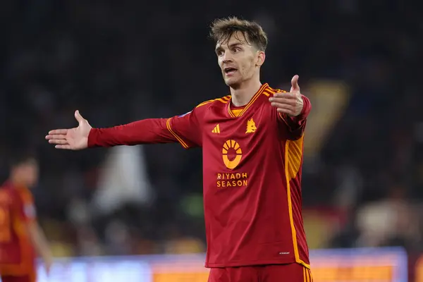 stock image Rome, Italy 22.04.2024:  Diego Llorente of Roma during Italian Serie A TIM 2023-2024 football match derby AS ROMA vs BOLOGNA FC 1909 at Olympic Stadium in Rome.