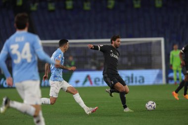 Roma, İtalya 23.04.2024: İtalya Kupası - Coppa Italia Frecciarossa 2023-2024 yarı final futbol müsabakası sırasında SS LAZIO JUVENTUS FC 1909 Roma Olimpiyat Stadyumu 'nda.
