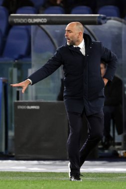 Roma, İtalya 23.04.2024: İtalya Kupası sırasında Lazio 'nun Igor Tudor teknik direktörü - Coppa Italia Frecciarossa 2023-2024 yarı final futbol müsabakası derbisi SS LAZIO JUVENTUS FC 1909 Roma Olimpiyat Stadyumu' nda.