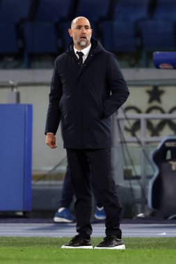 Roma, İtalya 23.04.2024: İtalya Kupası sırasında Lazio 'nun Igor Tudor teknik direktörü - Coppa Italia Frecciarossa 2023-2024 yarı final futbol müsabakası derbisi SS LAZIO JUVENTUS FC 1909 Roma Olimpiyat Stadyumu' nda.