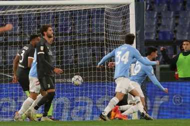 Roma, İtalya 23.04.2024: Lazio 'dan Taty Castellanos 1-0 gol attı ve İtalya Kupası - Coppa Italia Frecciarossa 2023-2024 yarı final yarı final futbol müsabakası derbisi SS LAZIO JUVENTUS FC 1909 Roma Olimpiyat Stadyumu' nda.
