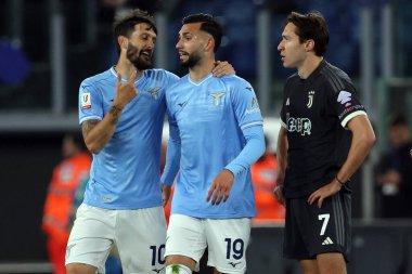 Roma, İtalya 23.04.2024: Lazio 'dan Taty Castellanos 1-0 gol attı ve İtalya Kupası - Coppa Italia Frecciarossa 2023-2024 yarı final yarı final futbol müsabakası derbisi SS LAZIO JUVENTUS FC 1909 Roma Olimpiyat Stadyumu' nda.