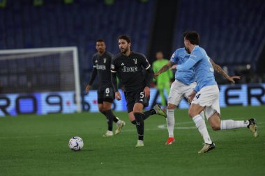 Roma, İtalya 23.04.2024: İtalya Kupası - Coppa Italia Frecciarossa 2023-2024 yarı final futbol müsabakası sırasında SS LAZIO JUVENTUS FC 1909 Roma Olimpiyat Stadyumu 'nda.