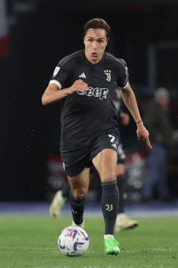 Roma, İtalya 23.04.2024: İtalya Kupası sırasında Juventus Federico Chiesa - Coppa Italia Frecciarossa 2023-2024 yarı final futbol müsabakası derbisi SS LAZIO JUVENTUS FC 1909 Roma Olimpiyat Stadyumu 'nda.