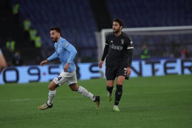 Roma, İtalya 23.04.2024: İtalya Kupası - Coppa Italia Frecciarossa 2023-2024 yarı final futbol müsabakası sırasında SS LAZIO JUVENTUS FC 1909 Roma Olimpiyat Stadyumu 'nda.