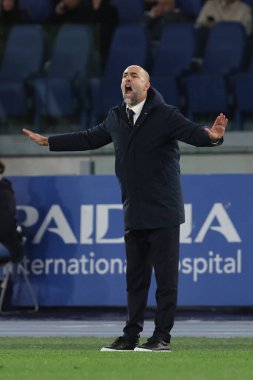 Roma, İtalya 23.04.2024: İtalya Kupası sırasında Lazio 'nun Igor Tudor teknik direktörü - Coppa Italia Frecciarossa 2023-2024 yarı final futbol müsabakası derbisi SS LAZIO JUVENTUS FC 1909 Roma Olimpiyat Stadyumu' nda.