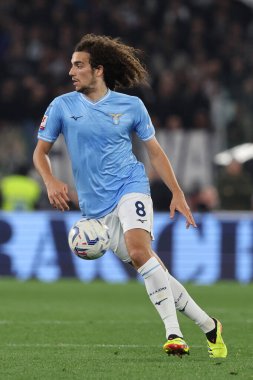 Roma, İtalya 23.04.2024: Lazio 'lu Matteo Guendouzi İtalya Kupası - Coppa Italia Frecciarossa 2023-2024 yarı final futbol müsabakası derbisi SS LAZIO JUVENTUS FC 1909 Roma Olimpiyat Stadyumu' nda.