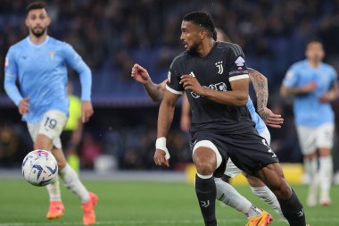 Roma, İtalya 23.04.2024: İtalya Kupası sırasında Juventus 'tan Gleison Bremeer - Coppa Italia Frecciarossa 2023-2024 yarı final futbol müsabakası derbisi SS LAZIO JUVENTUS FC 1909 Roma Olimpiyat Stadyumu' nda.