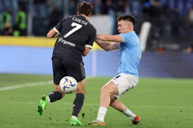 Roma, İtalya 23.04.2024: Juventus Federico Chiesa, İtalya Kupası sırasında Lazio Patriği - Coppa Italia Frecciarossa 2023-2024 yarı final futbol müsabakası derbisi SS LAZIO JUVENTUS FC 1909 Roma Olimpiyat Stadyumu 'nda.