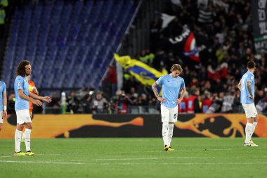 Roma, İtalya 23.04.2024: Lazio takımını İtalya Kupası - Coppa Italia Frecciarossa 2023-2024 yarı final futbol müsabakası derbisi SS LAZIO JUVENTUS FC 1909 Roma Olimpiyat Stadyumu 'nda.
