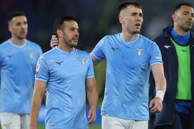 Roma, İtalya 23.04.2024: İtalya Kupası yenilgisinden sonra Lazio oyuncusu hayal kırıklığı - Coppa Italia Frecciarossa 2023-2024 yarı final futbol müsabakası derbisi SS LAZIO JUVENTUS FC 1909 Roma Olimpiyat Stadyumu 'nda.