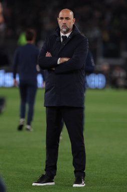 Roma, İtalya 23.04.2024: İtalya Kupası sırasında Lazio 'nun Igor Tudor teknik direktörü - Coppa Italia Frecciarossa 2023-2024 yarı final futbol müsabakası derbisi SS LAZIO JUVENTUS FC 1909 Roma Olimpiyat Stadyumu' nda.