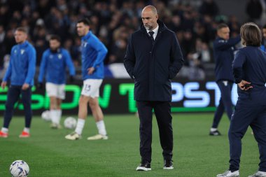 Roma, İtalya 23.04.2024: İtalya Kupası sırasında Lazio 'nun Igor Tudor teknik direktörü - Coppa Italia Frecciarossa 2023-2024 yarı final futbol müsabakası derbisi SS LAZIO JUVENTUS FC 1909 Roma Olimpiyat Stadyumu' nda.