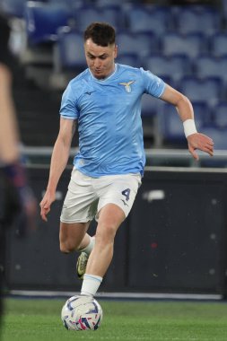 Roma, İtalya 27.04.2024: Serie A Tim 2023-2024 futbol karşılaşmasında Lazio Patriği Roma 'daki Olimpiyat Stadyumu' nda SS LAZIO-HELLAS VERONA.