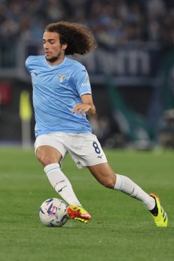 Roma, İtalya 27.04.2024: Serie A Tim 2023-2024 futbol karşılaşması sırasında Lazio 'dan Matteo Guendouzi Roma' daki Olimpiyat Stadyumu 'nda SS LAZIO-HELLAS VERONA.