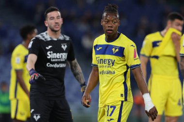 Roma, İtalya 27.04.2024: Serie A Tim 2023-2024 futbol karşılaşması sırasında Noslin Roma 'daki Olimpiyat Stadyumu' nda SS LAZIO vs HelLAS VERONA.