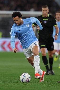 Roma, İtalya 27.04.2024: Serie A Tim 2023-2024 futbol karşılaşmasında Lazio 'dan Felipe Anderson Roma' daki Olimpiyat Stadyumu 'nda SS LAZIO-HELLAS VERONA.