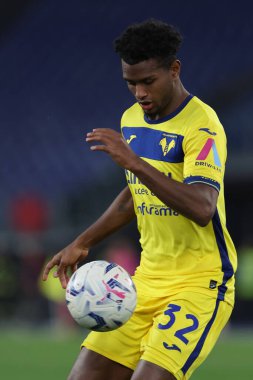 Roma, İtalya 27.04.2024: Serie A Tim 2023-2024 futbol karşılaşmasında Verona Cabal Roma 'daki Olimpiyat Stadyumu' nda SS LAZIO-HELLAS VERONA.