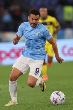 Roma, İtalya 27.04.2024: Serie A Tim 2023-2024 futbol karşılaşmasında Lazio 'lu Pedro Roma Olimpiyat Stadyumu' nda SS LAZIO-HELLAS VERONA.