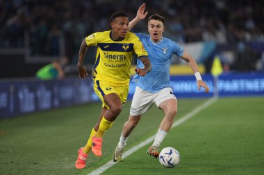 Roma, İtalya 27.04.2024: Verona Folorunsho, Serie A Tim 2023-2024 futbol karşılaşması sırasında Lazio Patriği Roma 'daki Olimpiyat Stadyumu' nda SS LAZIO-HELLAS VERONA.