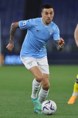 Roma, İtalya 27.04.2024: Serie A Tim 2023-2024 futbol karşılaşması sırasında Lazio 'lu Matias Vecino Roma' daki Olimpiyat Stadyumu 'nda SS LAZIO' ya karşı HELLAS VERONA.