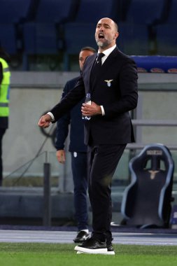 Roma, İtalya 27.04.2024: Serie A Tim 2023-2024 futbol karşılaşması sırasında Lazio 'nun Igor Tudor teknik direktörü Roma' daki Olimpiyat Stadyumu 'nda SS LAZIO - HELLAS VERONA.