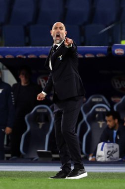 Roma, İtalya 27.04.2024: Serie A Tim 2023-2024 futbol karşılaşması sırasında Lazio 'nun Igor Tudor teknik direktörü Roma' daki Olimpiyat Stadyumu 'nda SS LAZIO - HELLAS VERONA.