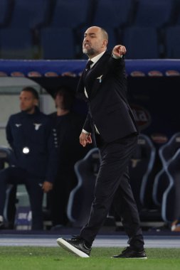 Roma, İtalya 27.04.2024: Serie A Tim 2023-2024 futbol karşılaşması sırasında Lazio 'nun Igor Tudor teknik direktörü Roma' daki Olimpiyat Stadyumu 'nda SS LAZIO - HELLAS VERONA.