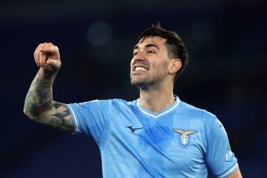 Roma, İtalya 27.04.2024: Serie A Tim 2023-2024 futbol karşılaşmasında Lazio 'lu Alessio Romagnoli Roma' daki Olimpiyat Stadyumu 'nda SS LAZIO-HELLAS VERONA.