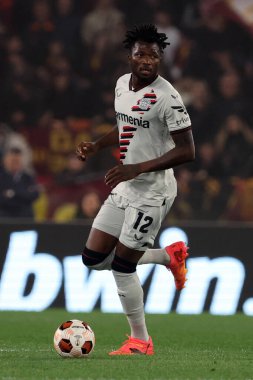 Roma, İtalya 2.05.2024: Leverkusenduring the UEFA Avrupa Ligi 2023-2024, yarı final bacağı 1, AS Roma ile Bayer 04 Leverkusen arasındaki futbol maçı Roma Olimpiyat Stadyumu 'nda..