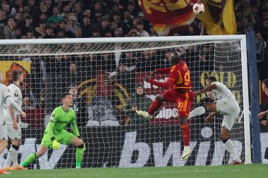 Roma, İtalya 2.05.2024: UEFA Avrupa Ligi 2023-2024, yarı final bacağı 1, AS Roman Bayer 04 Leverkusen ile Roma 'daki Olimpiyat Stadyumu' nda oynanan yarı final maçı sırasında Romanyalı Romelu Lukaku.