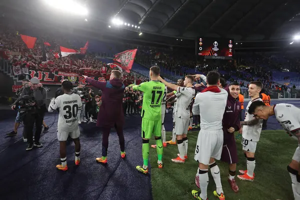 Roma Itália 2024 Leverkusen Vence Partida Comemora Com Fãs Final Imagens Royalty-Free