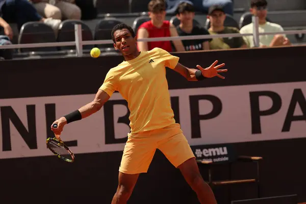 Stock image Rome, Italy 13.05.2024: F.AUGER-ALIASSIME  (can) VS A.DE.MINAUR (aus) during Internazionali BNL 2024 Men's Atp 1000 Open tennis tournament  in Rome at Grand Stand Arena .