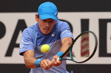 Roma, İtalya 13.05.2024: F.AUGER-ALIASSIME (can) VS A.DE.MINAUR (aus) Internazionali BNL 2024 Erkekler Atp 1000 Açık tenis turnuvası sırasında Roma 'da .