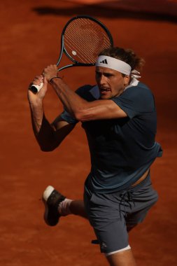 Roma, İtalya 14.05.2024: A.ZVEREV (GER) VS N.BURGES (POR) Internazionali BNL 2024 Erkekler ATP 1000 Açık tenis turnuvası sırasında Roma 'da CENTRE COURT.