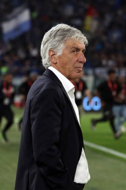 Roma, İtalya 15.05.2024: İtalya Atalantalı Gian piero Gasperini İtalya Kupası 2023-2024 sezonunda, Coppa Italia Frecciarossa, futbol maçı Atalanta Bergamasca ile Roma Olimpiyat Stadyumu 'nda FC Juventus karşılaşması.