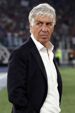 Roma, İtalya 15.05.2024: İtalya Atalantalı Gian piero Gasperini İtalya Kupası 2023-2024 sezonunda, Coppa Italia Frecciarossa, futbol maçı Atalanta Bergamasca ile Roma Olimpiyat Stadyumu 'nda FC Juventus karşılaşması.