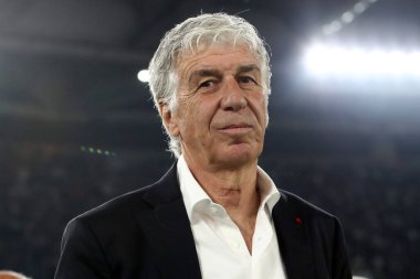 Roma, İtalya 15.05.2024: İtalya Atalantalı Gian piero Gasperini İtalya Kupası 2023-2024 sezonunda, Coppa Italia Frecciarossa, futbol maçı Atalanta Bergamasca ile Roma Olimpiyat Stadyumu 'nda FC Juventus karşılaşması.